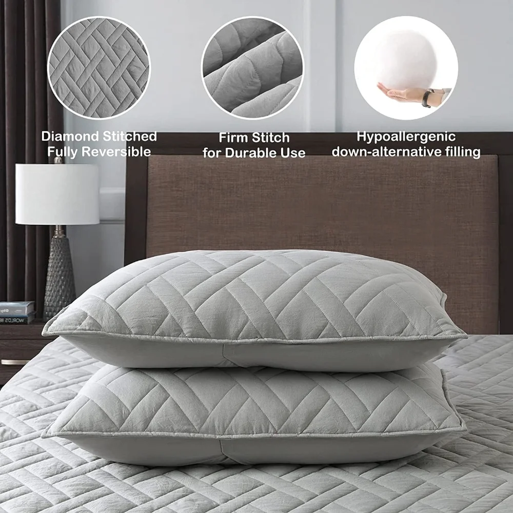 **SOLD**HORIMOTE HOME4 Quilt SET King Size Grey Classic Diamond Stitched Pattern - Picture 2 of 7